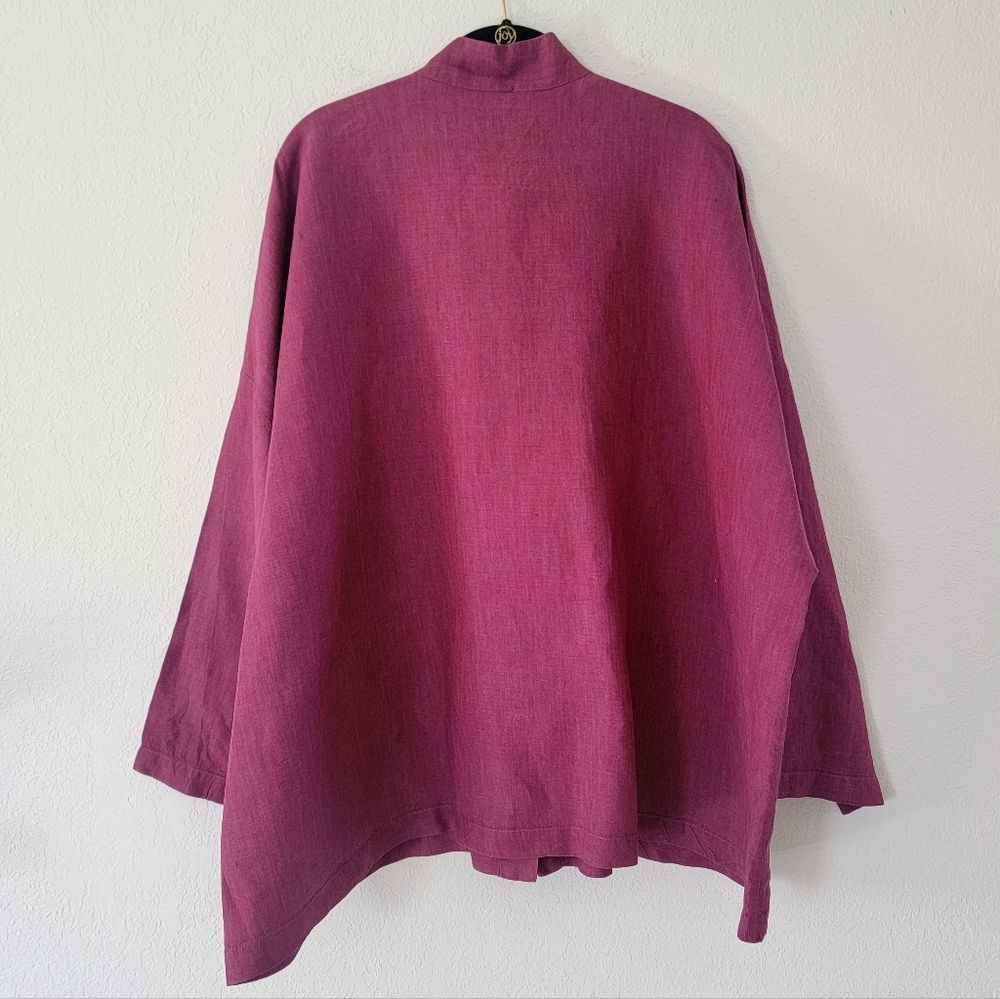 BRYN WALKER Danuta Heavy Linen Jacket In Magenta XL. - Picture 3 of 5